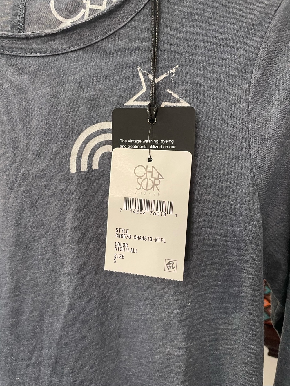 Chaser Slate Blue Long-Sleeve Graphic Tee with White Icons - Picture 2 of 6